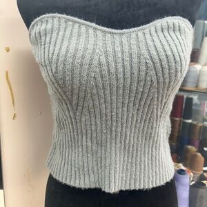 SHEIN Gray Ribbed Knit Top 2pcs sweater